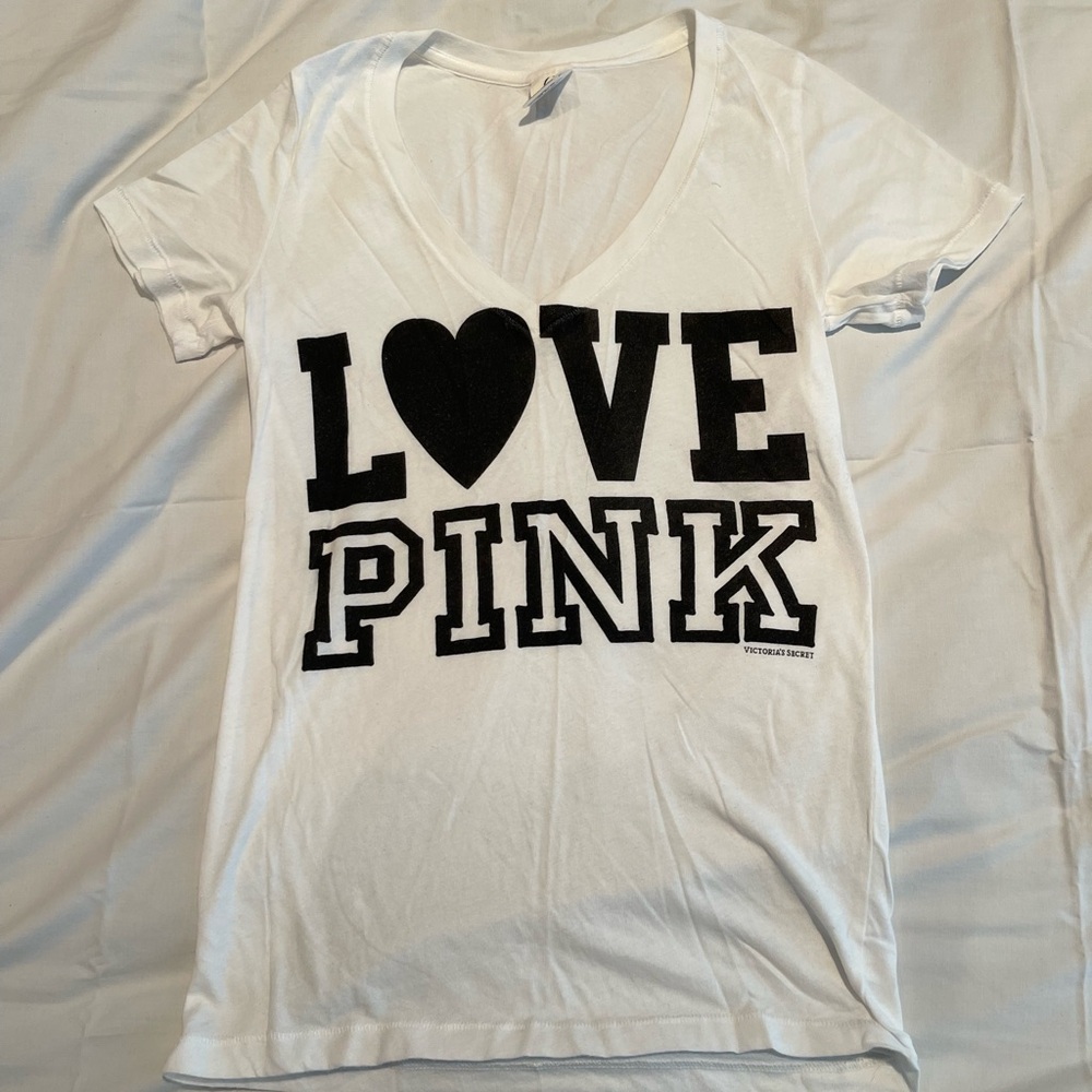 PINK Shirt 
White
Size Small
Good Condition